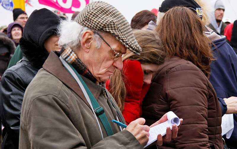 Stan Morris making notes